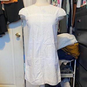 Pre-Owned, Women’s Size S ZARA BASIC White Eyelet Mini Short Sleeve Dress